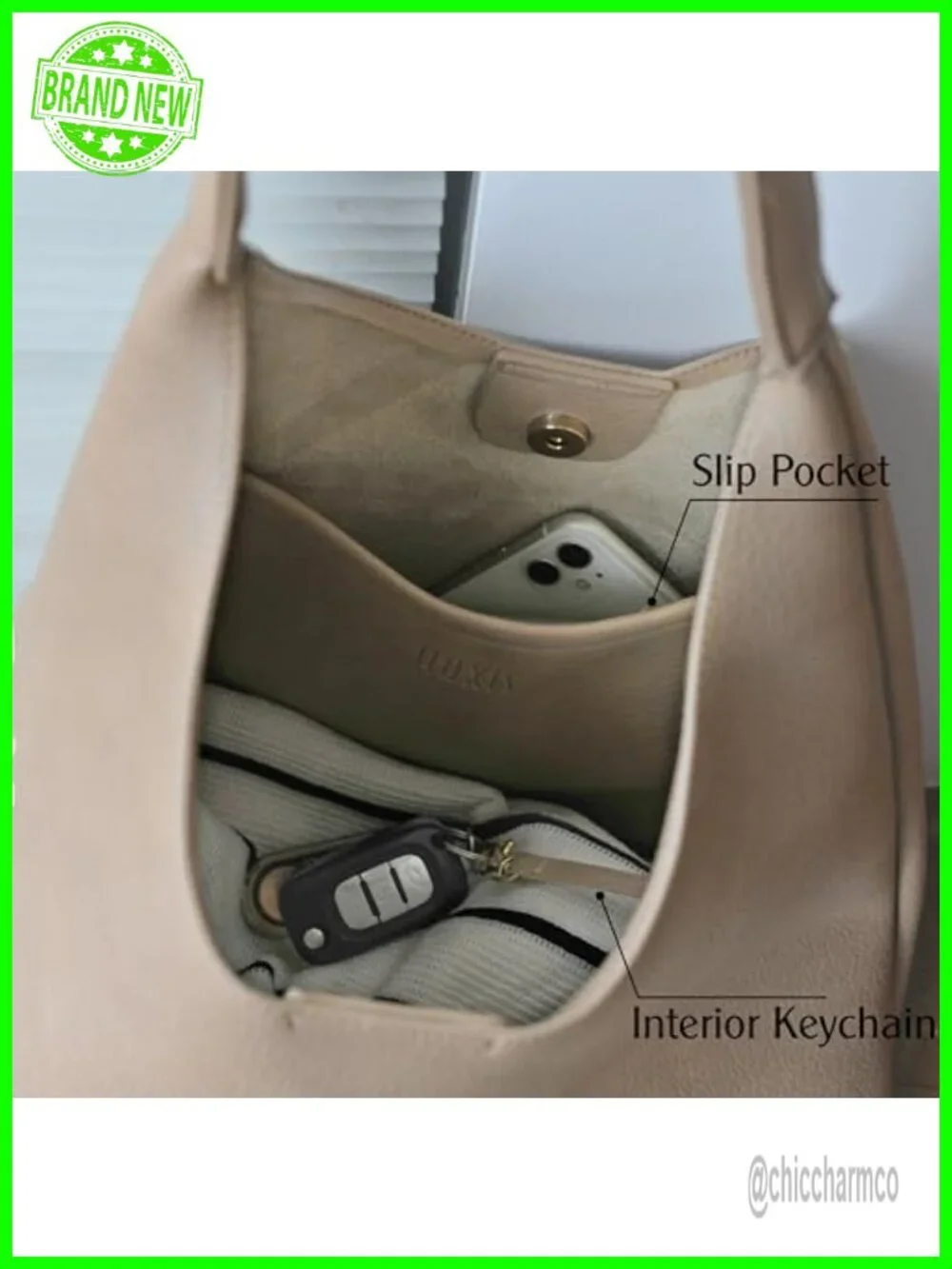 Soft Vegan Leather Slouchy Hobo Tote Shoulder Handbag Purses